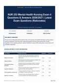 NUR 253 Mental Health Nursing Exam 4 Questions & Answers 2026&sol;2027｜Latest Exam Questions &lpar;Rationales&rpar;