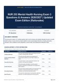 NUR 253 Mental Health Nursing Exam 3 Questions & Answers 2026&sol;2027｜Updated Exam Edition &lpar;Rationales&rpar;
