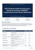 NUR 253 Mental Health Nursing Exam 2 Questions & Answers 2026&sol;2027｜Comprehensive Exam Review &lpar;Rationales&rpar;