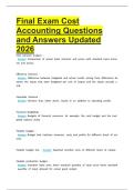 Final Exam Cost Accounting Questions and Answers Updated 2026