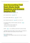 Cost Accounting Final Exam Study Guide Questions and Answers Updated 2026&period;pdf&NewLine;&NewLine;