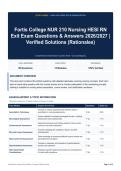 Fortis College NUR 210 Nursing HESI RN Exit Exam Questions & Answers 2026&sol;2027 &vert; Verified Solutions &lpar;Rationales&rpar;