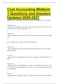 Cost Accounting Midterm 1 Questions and Answers Updated 2026
