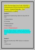 HOSA Pharmacology Exam Guide 2026&sol;2027 &vert; Comprehensive Practice Questions & Verified Answers &vert; Detailed Rationales &ndash; Pass Guaranteed &lpar;A&plus; Graded&rpar;