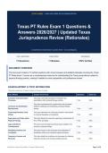 Texas PT Rules Exam 1 Questions & Answers 2026&sol;2027 &vert; Updated Texas Jurisprudence Review &lpar;Rationales&rpar;