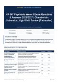 NR 547 Psychosis Week 3 Exam Questions & Answers 2026&sol;2027｜Chamberlain University｜High-Yield Review &lpar;Rationales&rpar;
