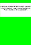 USPS Exam 421 Window Clerk 2026&sol;2027 &vert; Practice Questions & Verified Answers