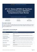 AP U&period;S&period; History &lpar;APUSH&rpar; All Test Exam Questions & Answers 2026&sol;2027 &vert; Comprehensive Exam Review
