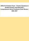 APEA Pre-Predictor Exam &vert; Practice Questions&comma; Verified Answers & Detailed Rationales 2026&ndash;2027&NewLine;