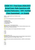 CHEM 1011 Final Exam 2026&sol;2027 Actual Exam-Style Questions with Detailed Rationales &vert; 100&percnt; Verified &vert; Pass Guaranteed &ndash; A&plus; Graded