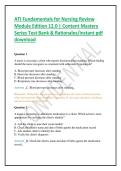 ATI Fundamentals for Nursing Review Module Edition 12&period;0 &vert; Content Mastery Series Test Bank & Rationales