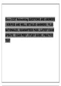 Cisco CCST Networking QUESTIONS AND ANSWERS &NewLine;&vert; VERIFIED AND WELL DETAILED ANSWERS &vert; PLUS &NewLine;RATIONALES &vert; GUARANTEED PASS &vert; LATEST EXAM &NewLine;UPDATE &vert;  EXAM PREP &vert; STUDY GUIDE &vert; PRACTICE &NewLine;TEST 