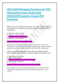 WGU D320 Managing Cloud Security JYO2 200 Questions Exam Study Guide &lpar;2026&sol;2027&rpar;