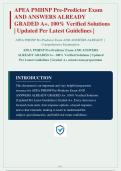 APEA PMHNP PRE-PREDICTOR EXAM AND ANSWERS ALREADY GRADED A&plus; 100&percnt; VERIFIED SOLUTIONS UPDATED PER LATEST GUIDELINES GRADED A&plus; ACTUAL EXAM PREPARATION&vert; INSTANT DOWNLOAD