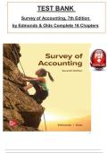 Test Bank For Survey of Accounting 7th Edition by Thomas P&period; Edmonds&comma; Christopher T&period; Edmonds&comma; Philip R&period; Olds&comma; Frances M&period; McNair & Bor-Yi Tsay ISBN 9781264442973 Chapters&lpar;1 to 16&rpar;