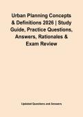 Urban Planning Concepts & Definitions 2026 &vert; Study Guide&comma; Practice Questions&comma; Answers&comma; Rationales & Exam Review