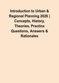 Introduction to Urban & Regional Planning 2026 &vert; Concepts&comma; History&comma; Theories&comma; Practice Questions&comma; Answers & Rationales&NewLine;&NewLine;