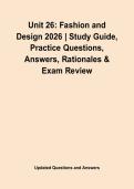 Unit 26&colon; Fashion and Design 2026 &vert; Study Guide&comma; Practice Questions&comma; Answers&comma; Rationales & Exam Review