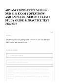 ADVANCED PRACTICE NURSING NUR 6111 EXAM 1 QUESTIONS AND ANSWERS &vert; NUR 6111 EXAM 1 STUDY GUIDE & PRACTICE TEST 2026&sol;2027