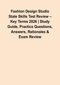 Fashion Design Studio State Skills Test Review &ndash; Key Terms 2026 &vert; Study Guide&comma; Practice Questions&comma; Answers&comma; Rationales & Exam Review&NewLine;&NewLine;