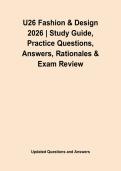 U26 Fashion & Design 2026 &vert; Study Guide&comma; Practice Questions&comma; Answers&comma; Rationales & Exam Review&NewLine;&NewLine;