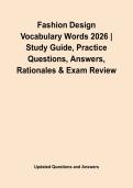 Fashion Design Vocabulary Words 2026 &vert; Study Guide&comma; Practice Questions&comma; Answers&comma; Rationales & Exam Review&NewLine;&NewLine;