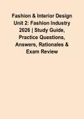 Fashion & Interior Design Unit 2&colon; Fashion Industry 2026 &vert; Study Guide&comma; Practice Questions&comma; Answers&comma; Rationales & Exam Review