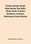 Fashion Design Studio State Review Test 2026 &vert; Study Guide&comma; Practice Questions&comma; Answers&comma; Rationales & Exam Review&NewLine;&NewLine;