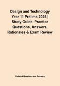 Design and Technology Year 11 Prelims 2026 &vert; Study Guide&comma; Practice Questions&comma; Answers&comma; Rationales & Exam Review&NewLine;&NewLine;