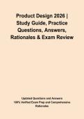 Product Design 2026 &vert; Study Guide&comma; Practice Questions&comma; Answers&comma; Rationales & Exam Review