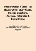 Interior Design 1 State Test Review 2026 &vert; Study Guide&comma; Practice Questions&comma; Answers&comma; Rationales & Exam Review