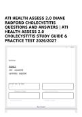 ATI HEALTH ASSESS 2&period;0 DIANE RADFORD CHOLECYSTITIS QUESTIONS AND ANSWERS &vert; ATI HEALTH ASSESS 2&period;0 CHOLECYSTITIS STUDY GUIDE & PRACTICE TEST 2026&sol;2027