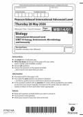 Pearson Edexcel International Advanced Level Biology Unit 4 May 2026 WBI14&sol;01 Question  Paper &vert; Energy Environment Microbiology Immunity