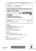 Pearson Edexcel International Advanced Level Biology UNIT 6 June 2026 WBI1601