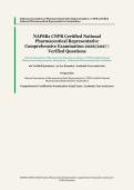 NAPSRx CNPR Certified National Pharmaceutical Representative&NewLine;&vert; National Association of Pharmaceutical Sales Representatives&NewLine;&vert; Academic Year 2026&sol;2027&NewLine;&vert; Comprehensive Certification Examination&NewLine;&vert; 160 Verified Questions and Correct Answer Rationales