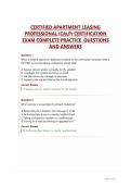CERTIFIED APARTMENT LEASING&NewLine;PROFESSIONAL &lpar;CALP&rpar; CERTIFICATION&NewLine;EXAM COMPLETE PRACTICE  QUESTIONS&NewLine;AND ANSWERS
