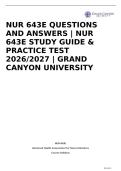 NUR 643E QUESTIONS AND ANSWERS &vert; NUR 643E STUDY GUIDE & PRACTICE TEST 2026&sol;2027 &vert; GRAND CANYON UNIVERSITY