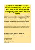 HESI Critical Care Exit Exam Practice &NewLine;Questions and Answers &vert; Critical Care &NewLine;HESI Exam Review &vert; Rationales and &NewLine;Nursing Study Guide &vert; Latest 2026&sol;2027 &NewLine;Update 