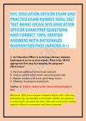 NYC EDUCATION OFFICER EXAM AND PRACTICE EXAM NEWEST 2026&sol; 2027 TEST BANK&vert; &lpar;DCAS&rpar; NYS EDUCATION OFFICER EXAM PREP QUESTIONS AND CORRECT 100&percnt; VERIFIED ANSWERS WITH RATIONALES GUARANTEED PASS &lpar;GRADED A&plus;&rpar;