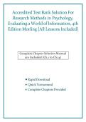 Test Bank for Research Methods in Psychology&colon; Evaluating a World of Information &lpar;4th Edition&rpar; by Beth Morling &vert; Chapters 1&ndash;14 Complete Questions & Answers with Explanations