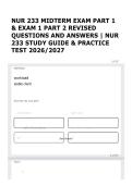 NUR 233 MIDTERM EXAM PART 1 & EXAM 1 PART 2 REVISED QUESTIONS AND ANSWERS &vert; NUR 233 STUDY GUIDE & PRACTICE TEST 2026&sol;2027