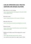 COB 300 OPERATIONS EXAM 1 PRACTICE&NewLine;QUESTIONS AND DETAILED SOLUTIONS&NewLine;
