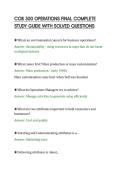 COB 300 OPERATIONS FINAL COMPLETE&NewLine;STUDY GUIDE WITH SOLVED QUESTIONS