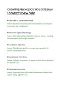 COGNITIVE PSYCHOLOGY WGU D570 EXAM&NewLine;1 COMPLETE REVIEW GUIDE&NewLine;