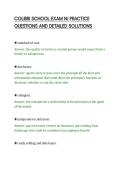 COLIBRI SCHOOL EXAM NJ PRACTICE&NewLine;QUESTIONS AND DETAILED SOLUTIONS&NewLine;
