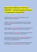 &NewLine;Organizational Behaviour Final Exam  &NewLine;2026&sol;2027 &vert; Verified Questions & Answers &vert; Comprehensive Study Guide  &NewLine;   &NewLine;