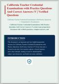 CALIFORNIA TEACHER CREDENTIAL EXAMINATIONS WITH PRACTICE QUESTIONS AND CORRECT ANSWERS &lpar;VERIFIED QUESTIONS&rpar; PLUS RATIONALES&vert; INSTANT DOWNLOAD