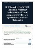 CPJE Practice &vert; 2026&sol;2027 &vert; California Pharmacy Jurisprudence Exam &vert; Comprehensive Review &vert; 90&plus; Questions & Answers &lpar;Rationales&rpar;