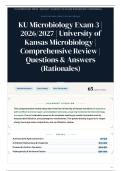 KU Microbiology Exam 3 &vert; 2026&sol;2027 &vert; University of Kansas Microbiology &vert; Comprehensive Review &vert; 65&plus; Questions & Answers &lpar;Rationales&rpar;