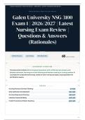 Galen University NSG 3100 Exam 1 &vert; 2026&sol;2027 &vert; Latest Nursing Exam Review &vert; 65&plus; Questions & Answers &lpar;Rationales&rpar;